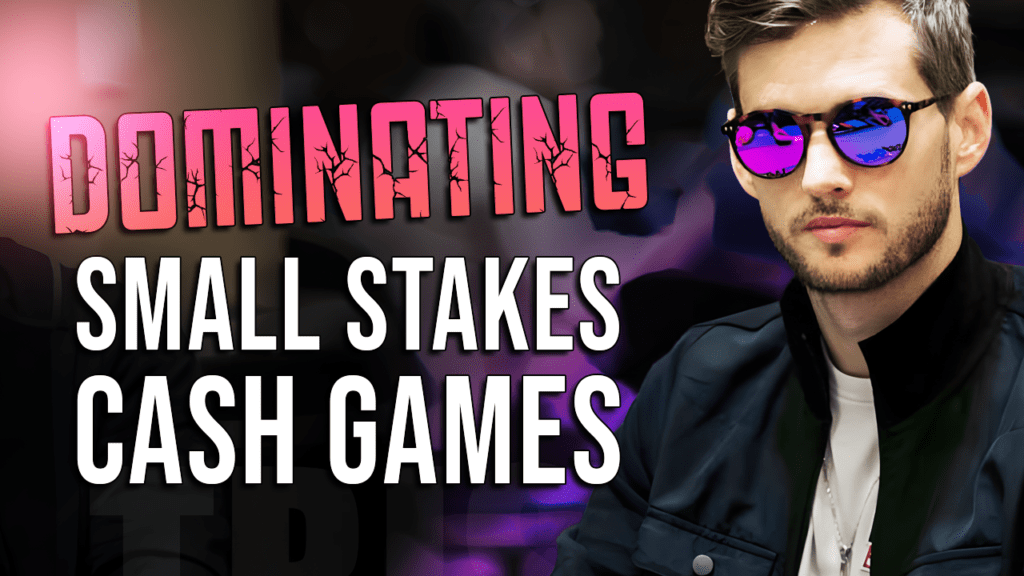 Thumbnail: a man in sunglasses on the right with bold white text 'SMALL STAKES CASH GAMES' on the left and cracked pink title 'DOINKING', suggesting a poker strategy video.